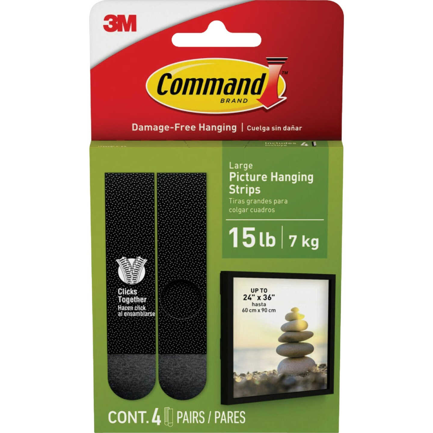 Command Large Picture Hanging Strips, Black, 4 Sets of Strips